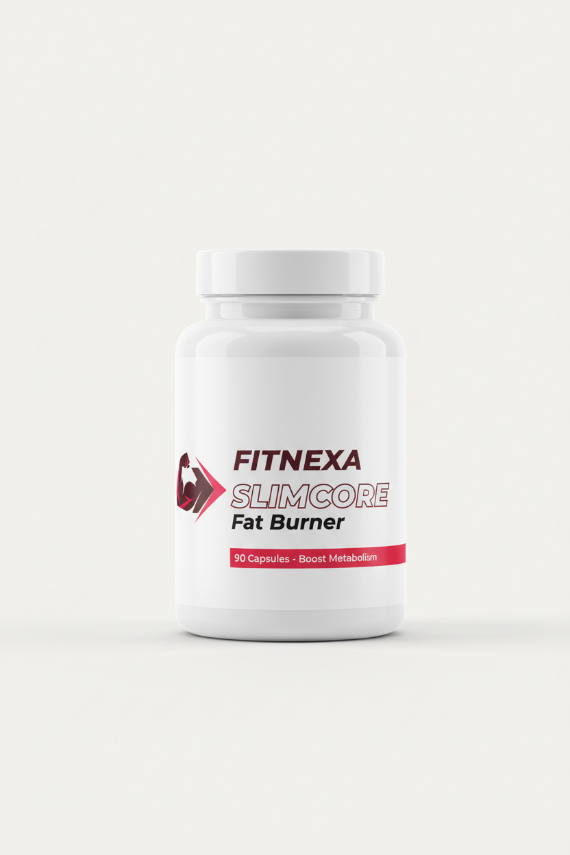 FITNEXA SLIMCORE Fat Burner white supplement jar front view