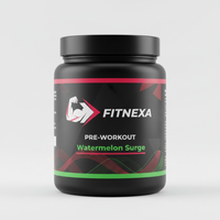 FITNEXA Watermelon Surge Pre-Workout – Close-Up Logo & Label