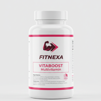 FITNEXA VITABOOST Multivitamin white supplement bottle front view